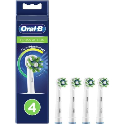 Oral-B CrossAction Toothbrush Head with CleanMaximiser Technology, Pack of 4 Counts