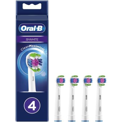 Oral-B 3D White Toothbrush Head with CleanMaximiser Technology, Pack of 4 Counts