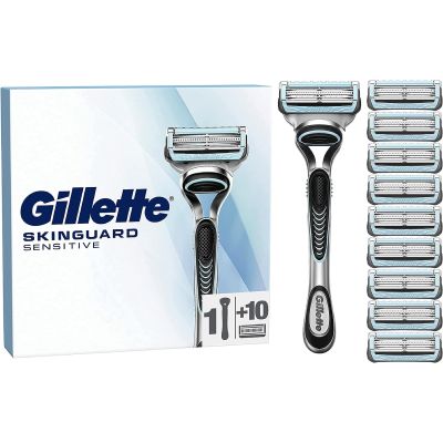 Gillette SkinGuard Sensitive Men’s Razor 1 Handle, 10 Blade Refills